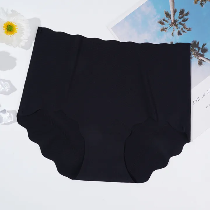 FULSURPRIS%20Invisible%20Panties%20Women%20Seamless%20Briefs%20Female%20Underpants%20High%20Waist%20Wave%20Underwear%20Solid%20Plus%20Size%202XL%20Lingerie%20-%20Image%202