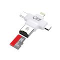 【white in 1 Type-c/Lightning/Micro USB/USB 2.0 Memory Card Reader for Android Ipad/iphone 7 OTG reader Support FAT32 exFAT. 