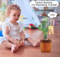 Dancing Cactus Talking Plush Toy with Singing & Recording Function - Repeat What You Say - Pack of 1, Rechargeable Cable Included. 