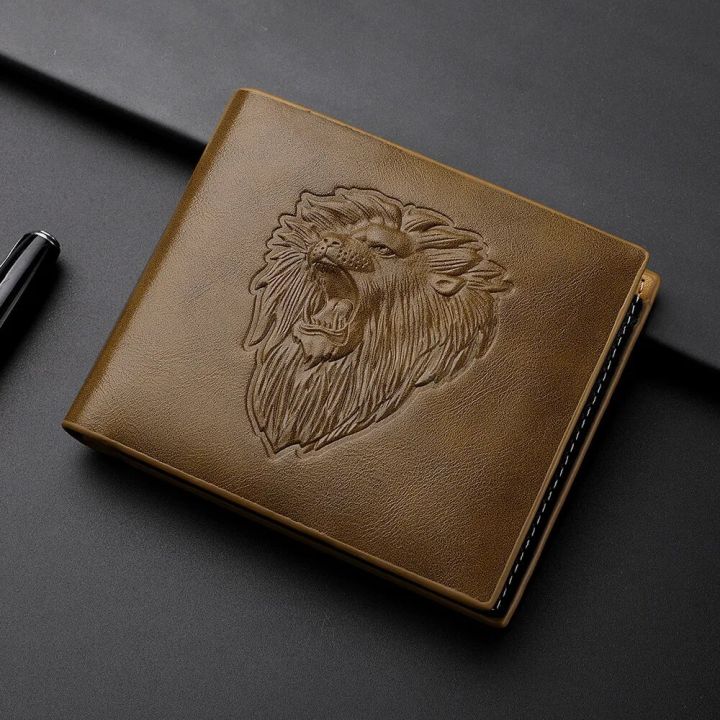 【ZOSR】Wallet Men's Personalized Three-Fold 3D Embossed Wallet Multi-Card Credit Card Holder Zipper Coin Short Wallet Men