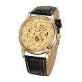 FEICHI Men Automatic Self Wind Skeleton Wristwatch Men Hollow Elegant Genuine Leather Strap Watches. 