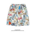 Hawaiian Quick-Drying Thin Floral Shorts Men's Hong Kong Style Loose-Fitting Loungewear Casual Shorts Korean Style Seaside Couple's Cropped Pants. 