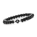 Handmade A-Z Letter Stone Bracelets -for Men Women Couple Jewelry- 6mm Black Matte Beads Bracelets Lover Valentine Day Gift. 