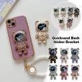 Shiny Glitter Quicksand Bear Phone Back Sticker Bracket Plating Holder Cute Astronaut Foot Stand Bracket Universial. 