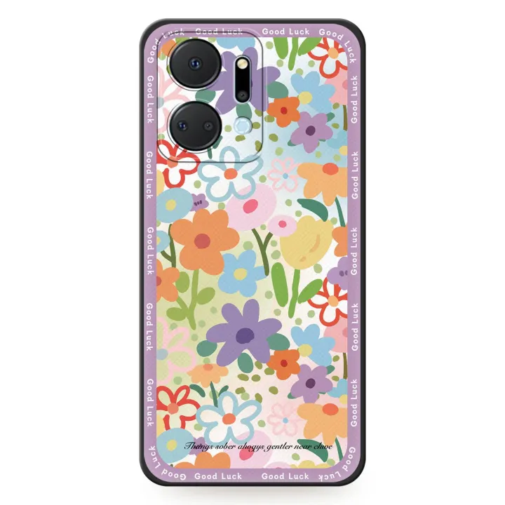 Silicone%20Shockproof%20Phone%20Case%20For%20Honor%20X7a/Play7T%205G%20Soft%20case%20Cute%20Full%20wrap%20Phone%20Pouch%20flower%20Oil%20Painting%20TPU%20-%20Image%206