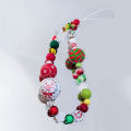 Christmas Mobile Phone Charm Strap Chain Lanyard Cute Red Blue Wood Acrylic Bead Jewelry Women Girl Wristlet Keychain Gifts. 