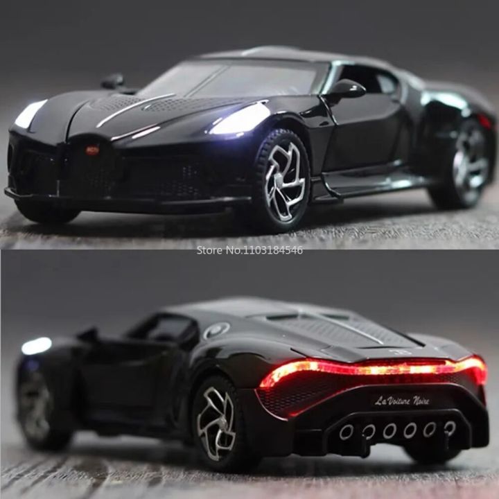 model bike 1/32 Bugatti La Voiture Noire Super Sport Model Car Toys Alloy Diecast Car Models with Sound Light Pull Back Vehicle Boys GiftsParty Tableware