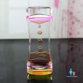 【MSH Double-color Hourglass Liquid Motion Bubbler Timer for Relaxing Therapy Relieves Stress and Increase Fidget Toy Blue and Pink. 