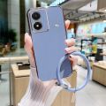 AnDyH Luxury New Design Phone Case for Vivo Y02S Case Straight Edge Plating Precision Camera Case with Free Round Lanyard Phone Case. 