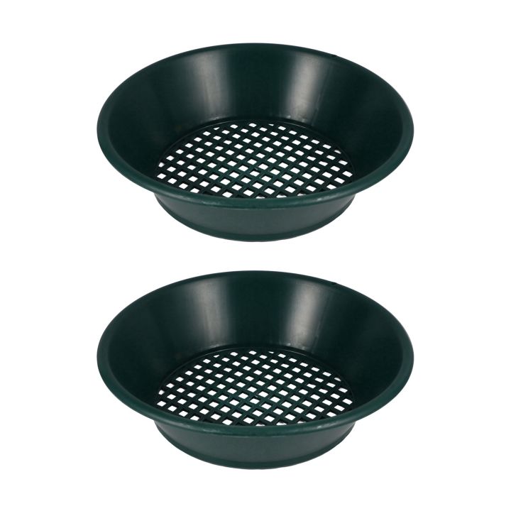 2Pc Green Gold Pan Sifting Classifier Mesh Screen Mining Sifter Metal Detecting Tool Panning Classifier 34X34X10cm