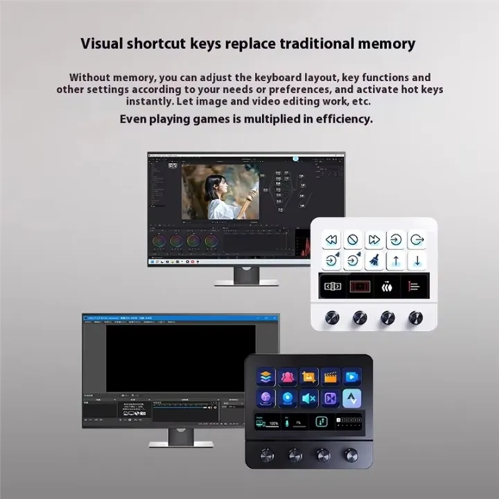 N4 Adjustable Stand Touch Strip 10-Key Visual Macro Keyboard Quad-Dial ...