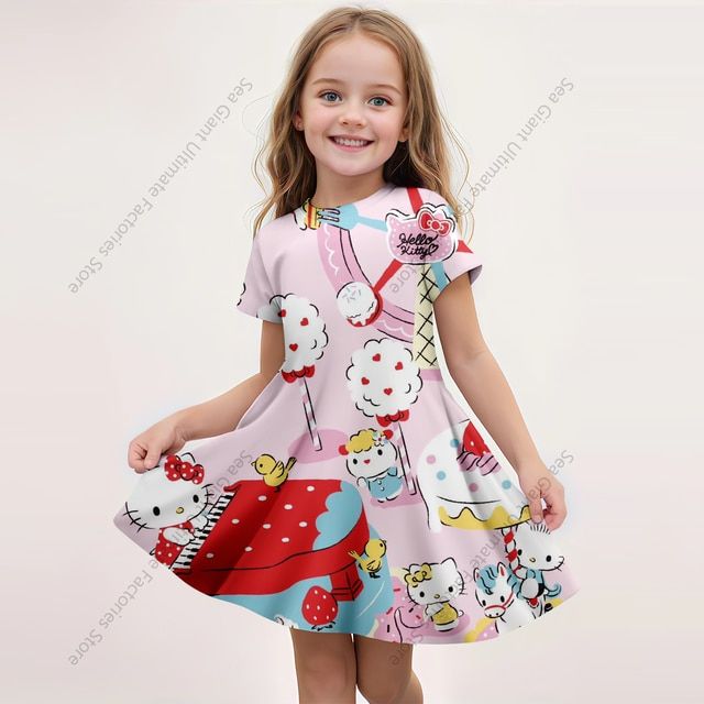MINISO%20New%20Summer%20Girls%20Dress%20Fashion%20Cartoon%20Cute%20Cinnamoroll%20Hello%20Kitty%203D%20Printing%20Dress%20Kid%20Short%20Sleeve%20Princess%20Clothing%20-%20Image%207