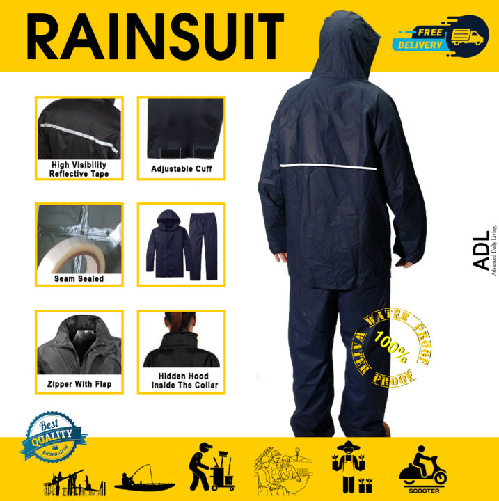 High quality Waterproof RAINSUIT, Bottom and Jacket