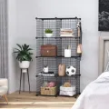 Wire Cube Storage, 8-Cube Organizer Metal C Grids Storage, Storage Bins Shelving, Modular Book Shelf, DIY Closet Cabinet Ideal for Living Room, Home, Office 24.8" L x 12.4" W x 48.4" H Black. 