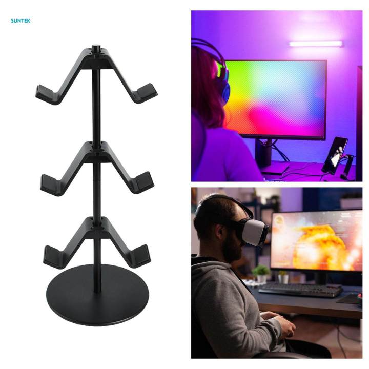 Game Controller Holder Stable Base Headset Hanger for Gaming Headset 3 Tier Black