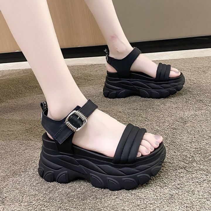 2023New Summer Fashion Sports Sandals Female Online Influencer Super Hot All-Match Super Hot Lightweight Platform Height Increasing Roman Shoes