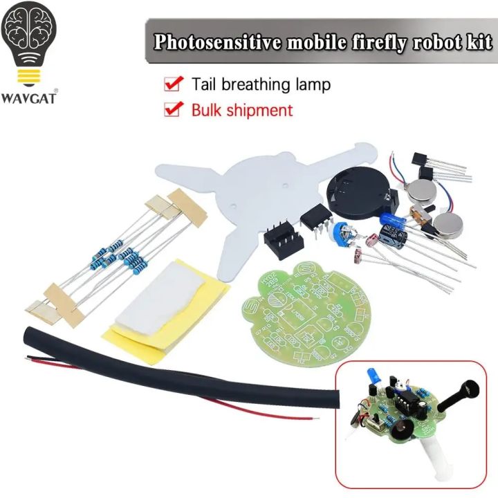 LED Breathing Light Soldering DIY Kit Simulated Firefly Flashing Robot Toy Photosensitive Sensor Mobile Robot Part Electronic