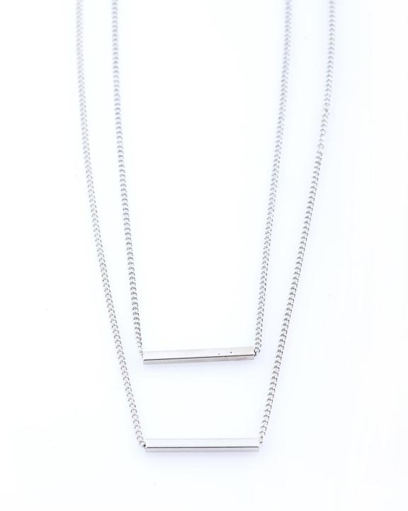 Women's Silver Parallel Line Layered Chain