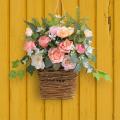 Pink  Hydrangea Good Quality Plastic Door Hanger Basket Wreath Wildflowers for  Porch. 