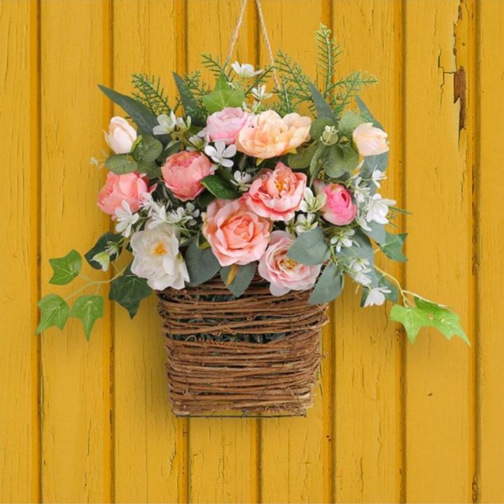 Pink%20%20Hydrangea%20Good%20Quality%20Plastic%20Door%20Hanger%20Basket%20Wreath%20Wildflowers%20for%20%20Porch%20-%20Image%203