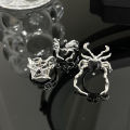 Gothic Irregular Spider Webs Zircon Rings Black Crystal Grunge Open Ring Punk Dark Spider Animal Goth Rings for Women Jewelry. 