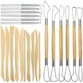 Pottery Clay Sculpting Tools, 22Pcs Wooden Handle Pottery Carving Tools & Metal Scraper & Plastic Clay Shaping Tools. 