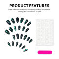 JIA-881 24pcs Blue Green Cat Eyes False Nails for Women Glossy Manicure. 