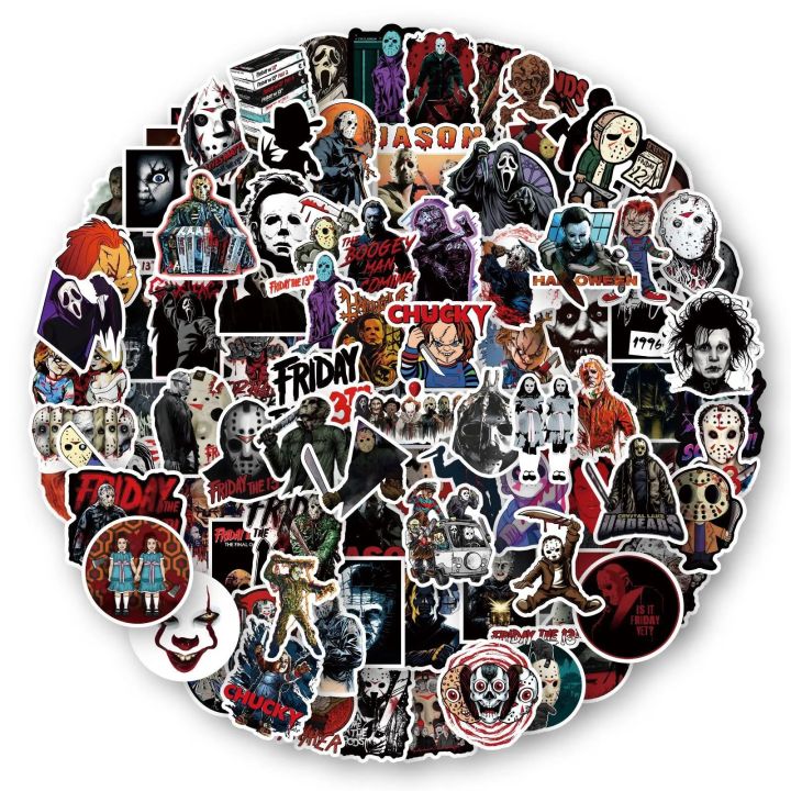 10/30/50/100PCS Mixed Horror Movie Character Stickers Graffiti Decals DIY Laptop Notebook Fridge Suitcase Classic Sticker Toys
