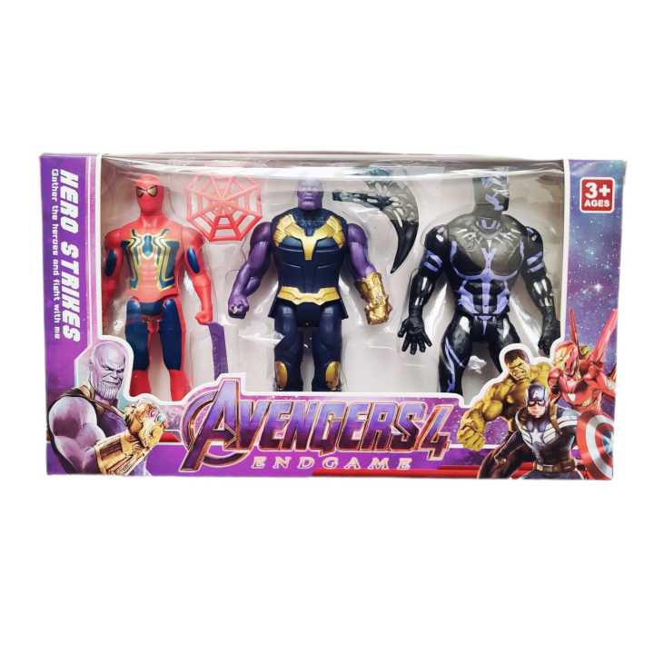 Avengers%204%20End%20Game%20Figures%20Set%20-%20Spiderman,%20Thanos,%20Hulk,%20Black%20Panther,%20Batman%20etc.%20Figure%20Set%20-%203/9%20Figures%20-%20Image%202