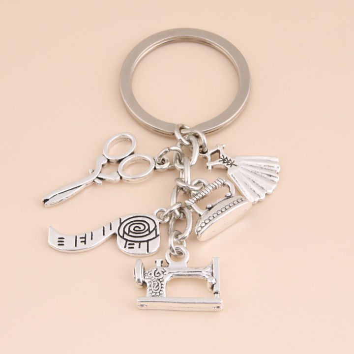 Jewelry%20ladies%20dress%20tape%20measure%20iron%20key%20ring%20key%20chain%20sewing%20machine%20new%20tailor%20scissors%20key%20chain%20gift%20DIY%20handmade%20-%20Image%202