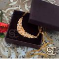 Gold Plated Traditional Sawadi Pendant Necklace with 04MM Bismark Long Chain for Bridal Wear. 