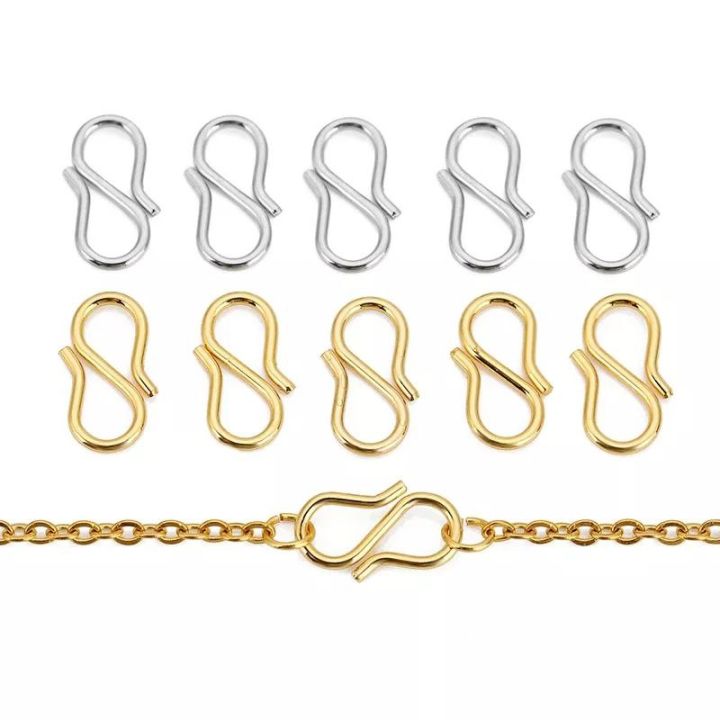 10-50pcs Stainless Steel Strong S Shape DIY Bracelet Clasps Hooks End Clasps Connector for Necklace Jewelry Making Supplies