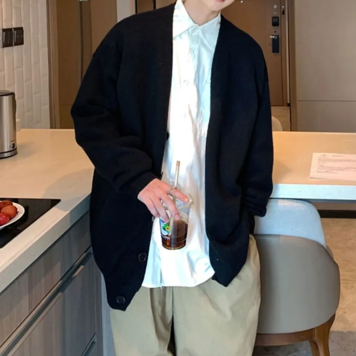 Cardigan%20Sweater%20Men's%20Fall%20Korean%20Trend%20Loose%20Solid%20Color%20College%20Style%20Sweater%20ins%20Fashion%20Brand%20All-Matching%20Coat%20-%20Image%206