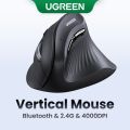 UGREEN MU008 Vertical Ergonomic Mouse, Bluetooth & 2.4G, Quiet clicks, 5 Buttons, 4000 DPI Wireless Mouse 4 Adjustable DPI, Silent Mouse for Laptop, Mac, Chromebook, PC, Windows, Black. 