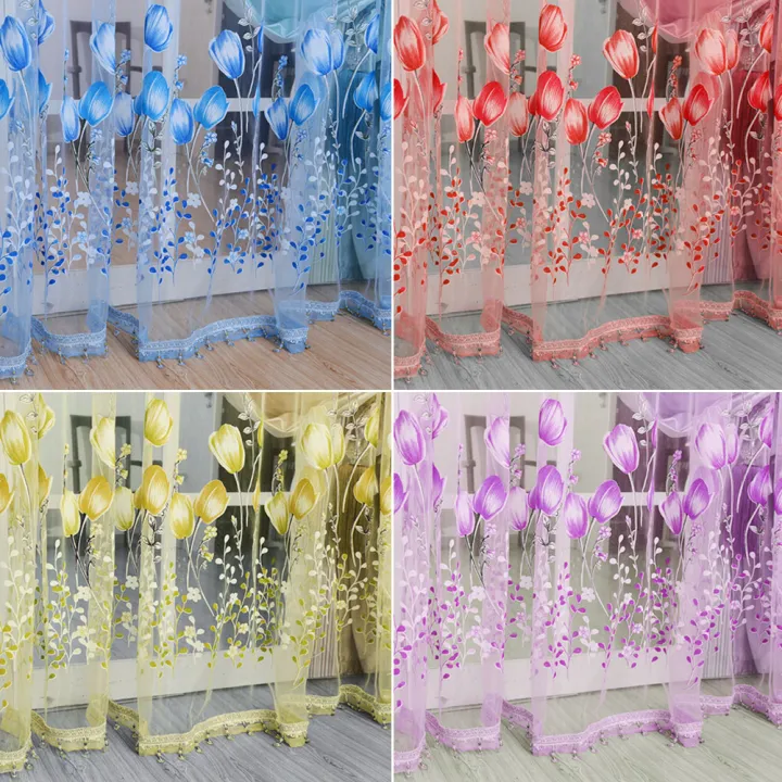 1x2m%20Tulip%20Flower%20Print%20Tulle%20Voile%20Curtain%20Window%20Drapery%20Balcony%20Room%20Decor%20-%20Image%204