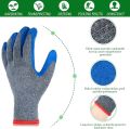 1 Pairs Pack - Latex Coated 100% Cotton - Work Safety Gloves. - Safety Hand Gloves - For All Types Of Home Work Material Handling General Maintenance Construction Work - Blue and Gray. 
