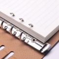 A5 Notebook 6 Holes PU Leather Cover Notebook Loose Pocket Leather Refillable Notebook Binder Rings Journal (Black). 