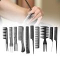 10Pcs Hairdressing Comb Set Hair Styling Pro Kit Professional Barber Salon Gift Black Color Set Portable Set Hair Care Style Accessory Comb for Women Men. 