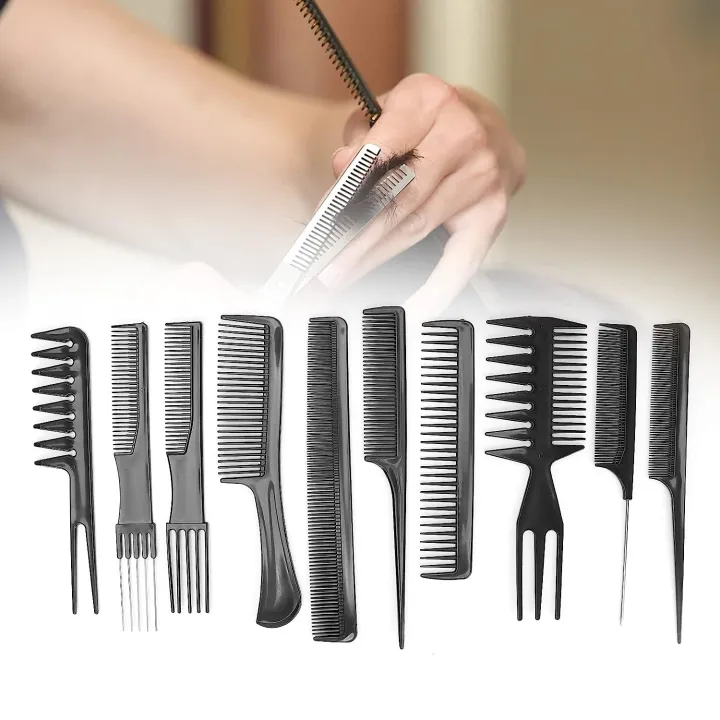 10Pcs%20Hairdressing%20Comb%20Set%20Hair%20Styling%20Pro%20Kit%20Professional%20Barber%20Salon%20Gift%20Black%20Color%20Set%20Portable%20Set%20Hair%20Care%20Style%20Accessory%20Comb%20for%20Women%20Men%20-%20Image%202