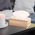 Crystal Tissue Box Cover Decorative Paper Box for Bedroom Dresser Dining Golden. 
