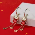 【ALLGOOD】1Pair Earrings Cow Shape Wedding Jewelry Rhinestone Ladies Dangle Earrings for Birthday Pary Earrings Wedding Jewelry Dangle. 