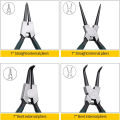 Snap Ring Circlip Plier Set, 4pcs 7" Internal/External Straight/Bent Jaw, Heavy Duty Precision Spring Loaded Pliers for Ring Remover Retaining and Remove Hoses, Gaskets etc. 