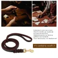 Dog Leash Walking Training Leash Lead Leather Dog Collar Leash Set Personalized Customized Dogs Collars Braided Leather Dog Leash Leather Good Quality Leash carry 500 Lb pull force. 