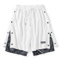Charles Peach Heart Shorts for Men Sports Fashion Loose Paisley Two-Piece Breasted Summer Leisure Cropped Pants. 