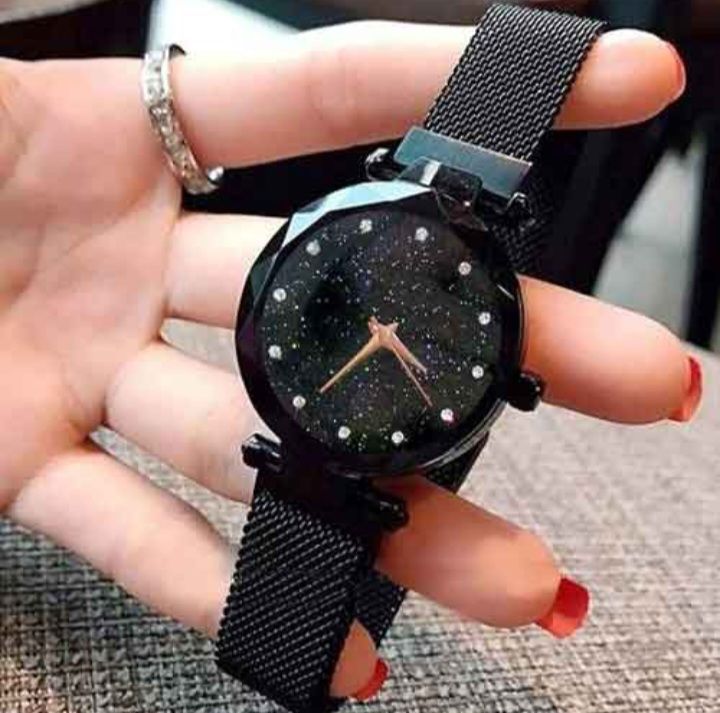 Black%20Rosegold%20Ladies%20Girls%20Magnet%20Watch%20-%20Image%202