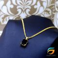 Gold Plated Chain With Pendant 18/24 inch 02MM Bismark Chain with Black Stone Pendant Necklace for Ladies & Girl. 