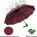 12 Ribs Folding Umbrella Windproof Compact Travel,Auto Open/Close Large Rain Umbrellas W/Polyester Coating, Ergonomic Handle FRE. 