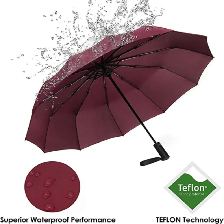 12%20Ribs%20Folding%20Umbrella%20Windproof%20Compact%20Travel,Auto%20Open/Close%20Large%20Rain%20Umbrellas%20W/Polyester%20Coating,%20Ergonomic%20Handle%20FRE%20-%20Image%203
