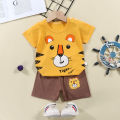 Summer New Pure Cotton Children's Short Sleeve T T-shirt Suit Infants Baby Short Sleeve Shorts Two-Piece Suit. 