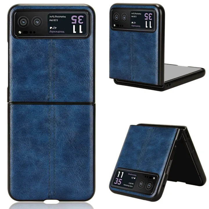 Cow Pattern Sewing Back Cover Phone Case For Motorola Moto Razr 40